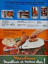 PUBLICITÉ DE PRESSE 1967 MOULINEX couteau électrique rôtissoire 4 positions