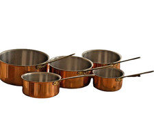 ANCIEN LOT SÉRIE DE 5 CASSEROLES CUIVRE ÉTAMÉ DE CUISINE TAGUS ÉLITE PORTUGAL C1