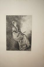 N. LANCRET (1690-1743) GRANDE GRAVURE XIX° FEMME COSTUME MODE MARIE ANTOINETTE
