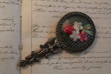 petit miroir biseauté de poche, de sac ancien retro vintage