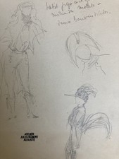 Dessin Ancien Original Crayon 1830 XIXe Jules Robert Auguste Étude Jeu De Cartes