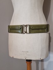 MANGO : CEINTURE CUIR VERITABLE KAKI POCHETTES BELT STYLE MILITAIRE 