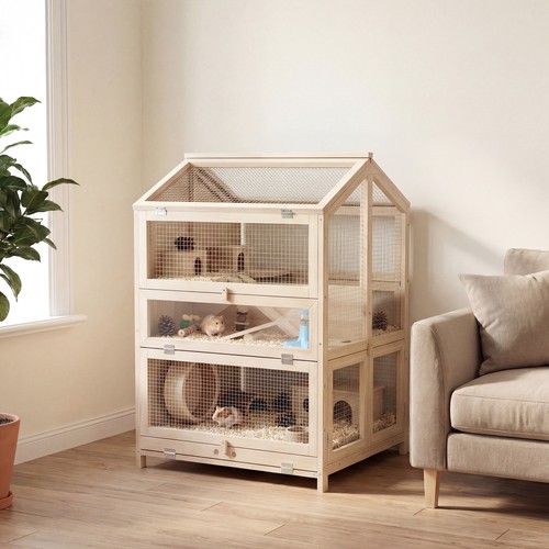 Pawhut wooden hamster cage - cage, 3