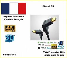 1m CABLE Cordon HDMI 1.4 Articulé Coudé 180° FULL HD Plaqué OR  HD TV  A3 (46069