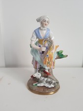 Figurine porcelaine allemande fermière avec sa chèvre Sitzendorf porzellan