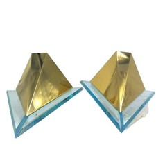 PAIRE D'APPLIQUES À TIRETTES METAL DORE ET PLEXIGLASS MODERNISTE CONSTRUCTIVISTE