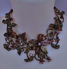 Collier Zara Statement Rhinestone Floral Necklace Crystal Flowers RARE