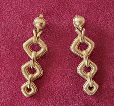 BOUCLES OREILLES CLIPS METAL DORE SIGNEE MARCEL BOUCHER - BIJOUX COLLIER BAGUE