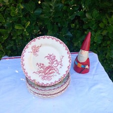 Assiettes Anciennes Plates GIEN Modèle "Chardons" Couleur Rose
