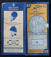 Carte 1949 MICHELIN 65 AUXERRE DIJON Guide Bibendum pneu tyre map