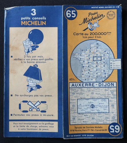 Carte 1949 michelin auxerre - carte,