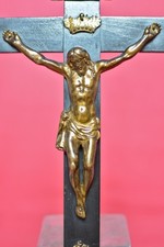 CHRIST bronze doré CRUCIFIX bois XVIIe 17e siècle croix HAUTE EPOQUE 17th cross
