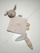 Doudou Plat/Mouchoir Lali Chien Beige Rose Fleurs Jaunes Attache Tétine - Nattou