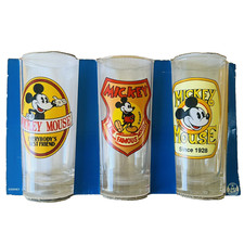3 Verres vintage Disney Mickey Mouse VMC France - collection retro classic 1928