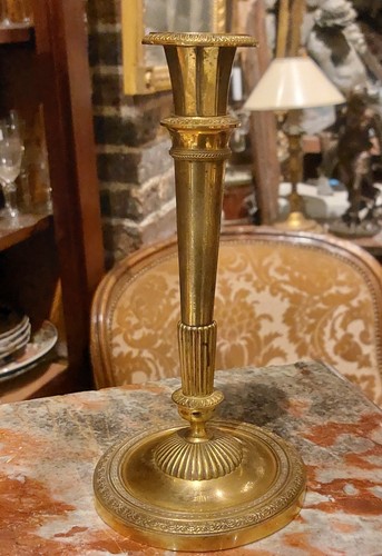 Bougeoir bronze doré époque - bronze,