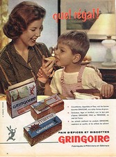 PUBLICITE ADVERTISING 044  1957  GRINGOIRE  paind'épices & biscottes