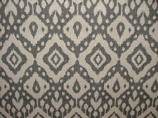 Marocain Ikat Anthracite Coton Rideau Tapisserie Coussin Store Romain Tissu