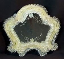 C 1950 très joli miroir verre Murano 27cm925g quatre boutons de fleur très chic