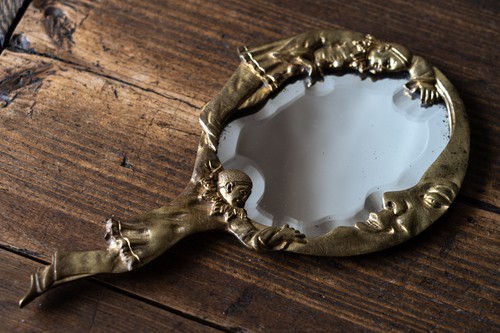 Miroir main ancien bronze - main,