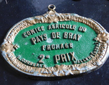 rare Plaque concours COMICE AGRICOLE DU PAYS DE BRAY FROMAGE  DE NEUFCHATEL