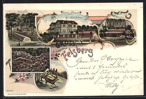 Lithographie felsberg - lithographie, /