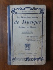 livre ancien La deuxieme annee de musique, solfege et chants, cours superieur 