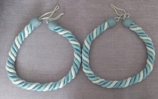 PAIRE D'EMBRASSE CORDON TRESSE BLEU RIDEAUX PASSEMENTERIE HOULES