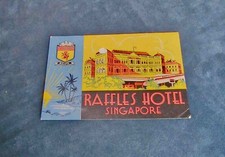 Etiquettes de bagage ou valise ancienne Hôtel Raffles Singapore LotH