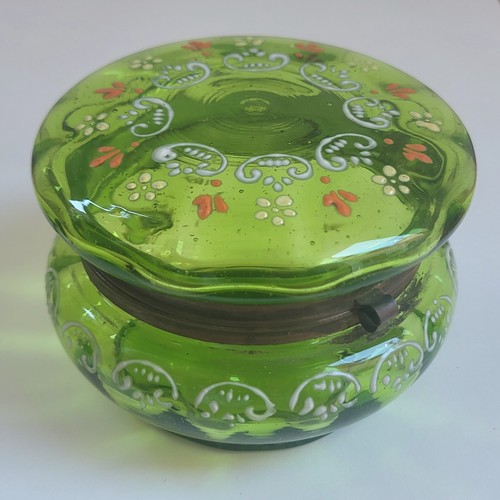 Boîte poudrier verre vert - verre,