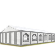 TOOLPORT Barnum Tente de réception 6x12m Toile PE 450 N Gris-Blanc