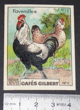 CHROMO 1936 CAFES GILBERT VOLAILLES POULE ET COQ FAVEROLLES