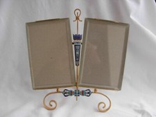 ANTIQUE FRENCH ENAMELED GILT BRONZE BRASS DOUBLE PHOTO FRAME,LATE 19th CENTURY.