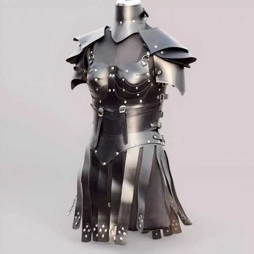 Robe médiévale cuir noir - robe,