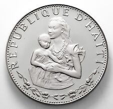 Pièce En Argent Proof De 50 Gourdes De 1973 Haïti, Femme Et Enfant KM 105