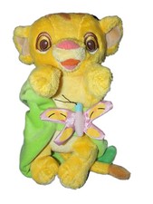 Doudou peluche Simba Le Roi Lion couverture papillon feuille verte Disneyland Re