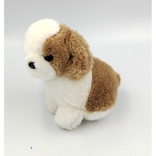 Ancienne petite peluche chien marron blanc 20 cm - 33945