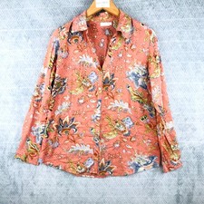 Jacqueline Riu Chemisier Femme 40 Rose Multicolore Imprimé Floral Oiseaux Bohème