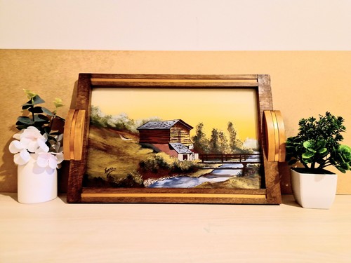 Plateau bois avec tableau - plateau,