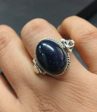 Bague pierre de soleil bleue