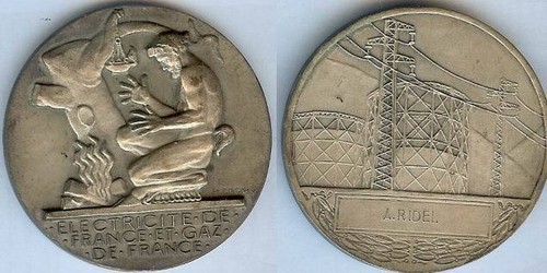 Médaille table edf gdf - médaille, de