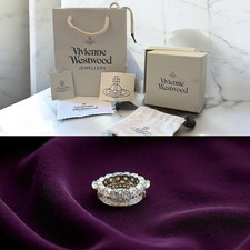 Vivienne Westwood Silver Crystal Ring – Sparkling Band, Size EU 57 / Ø18.1mm