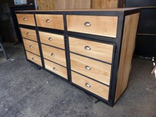 Buffet industriel mètal & chêne meuble industriel sur mesure