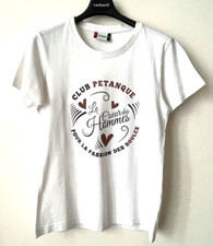 T-shirt Blanc Club Pétanque Le coeur des Hommes pour la Passion des Boules S 36❤