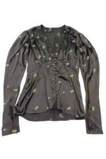 Chemisier noir en satin brodé