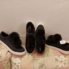 MOSSIMO BLK SATIN FUR PUFFBALL