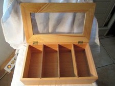 VITRINE PRESENTOIR MINIATURES BOIS PIN VERRE  PORTE BOITE A THE WOOD BOX