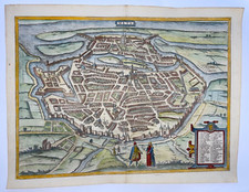 METZ FRANCE 1575 BRAUN & HOGENBERG 16th CENTURY LARGE ANTIQUE ENGRAVED VIEW
