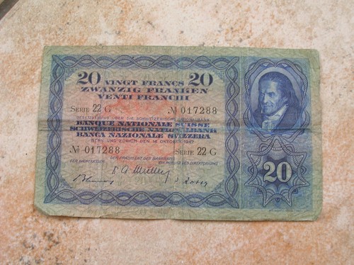 Suisse billet francs - de, 20