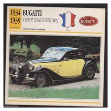 BUGATTI TYPE 57 COACH VENTOUX 1934/1939 fiche automobile edito service 1991