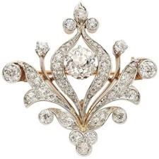 Broche de mariage coupe ronde 6,20 ct finition or jaune 14 carats bijou style...